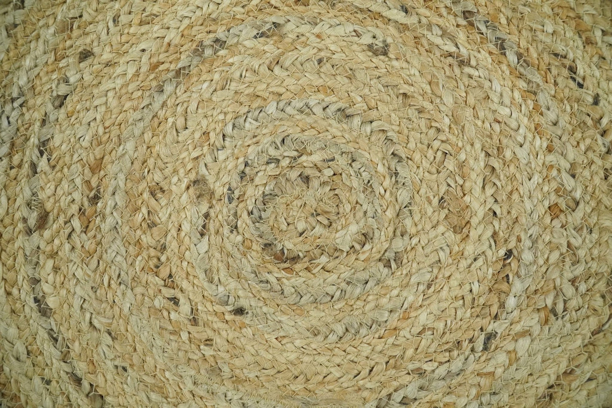 Hand Braided Solid Round natural Brown Jute Rug