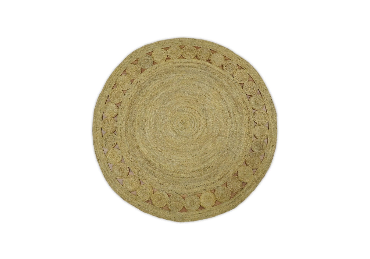 Hand Braided Solid Round natural Brown Jute Sisal Rug