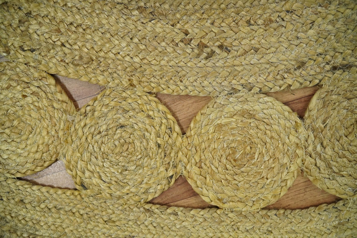 Hand Braided Solid Round natural Brown Jute Sisal Rug