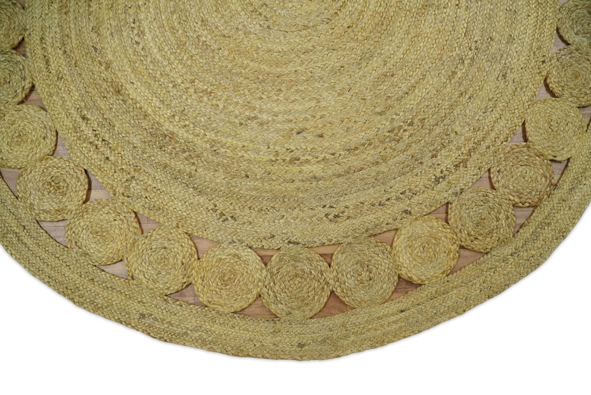 Hand Braided Solid Round natural Brown Jute Sisal Rug