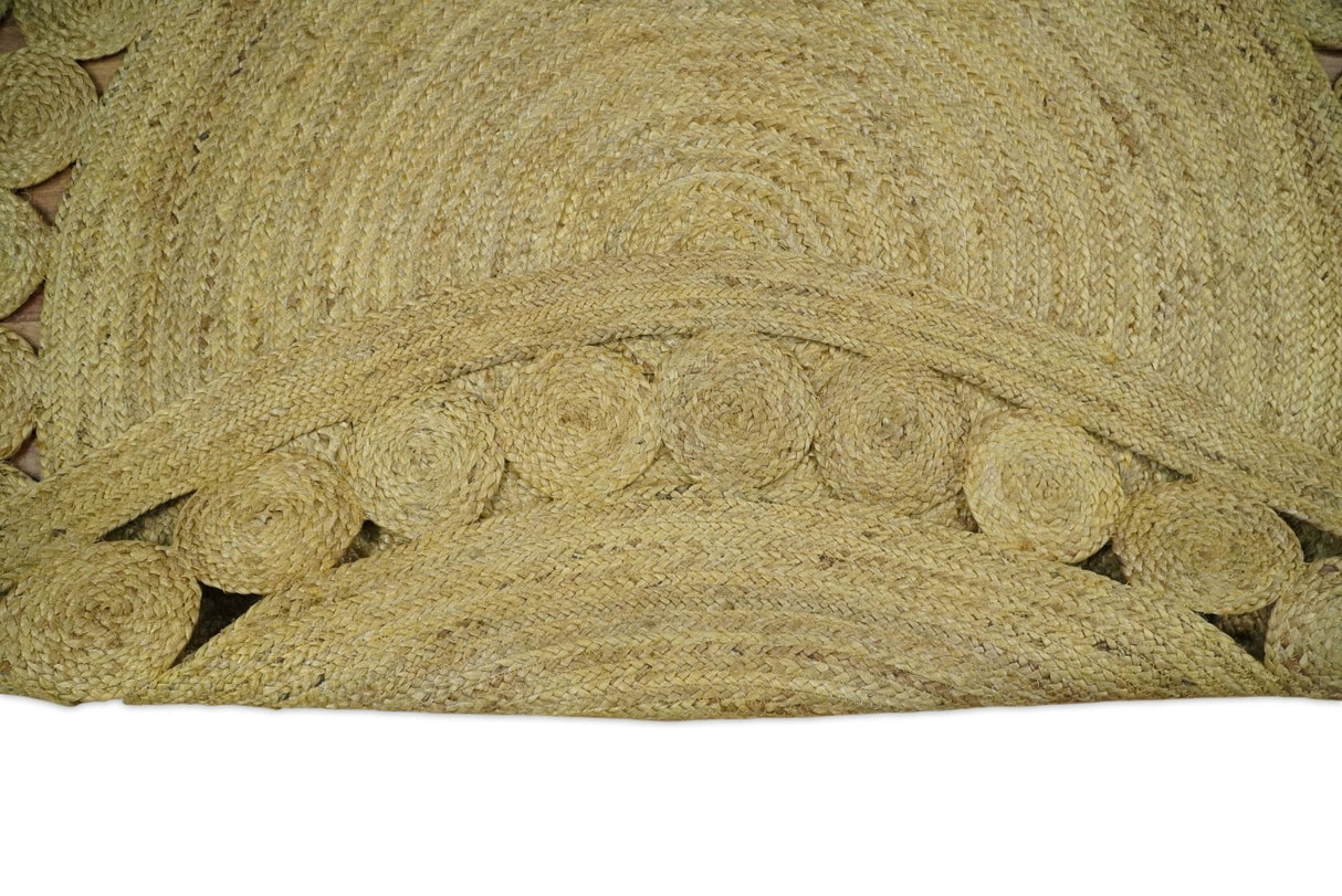Hand Braided Solid Round natural Brown Jute Sisal Rug