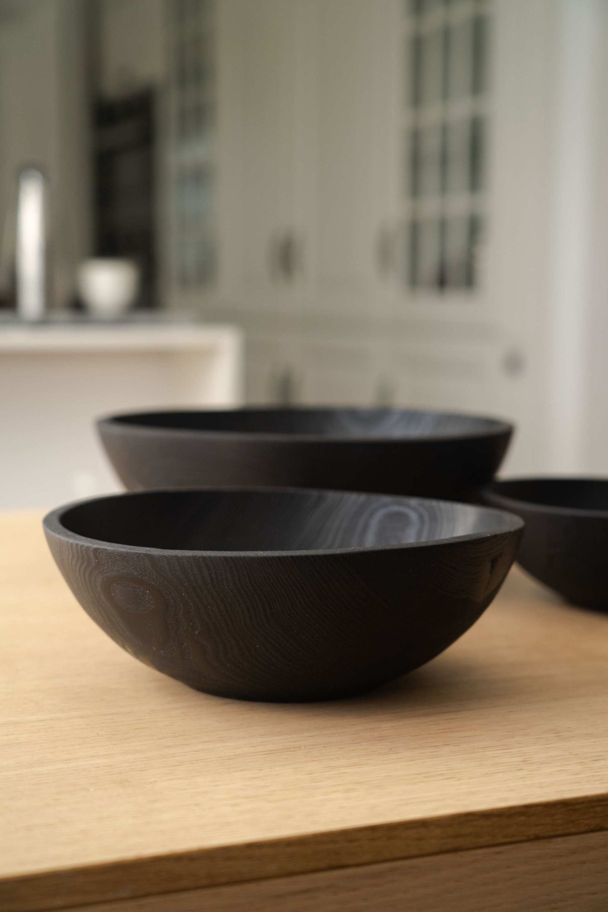 Hand Carved Charred Wooden Salad Bowl Set-Parc Decor