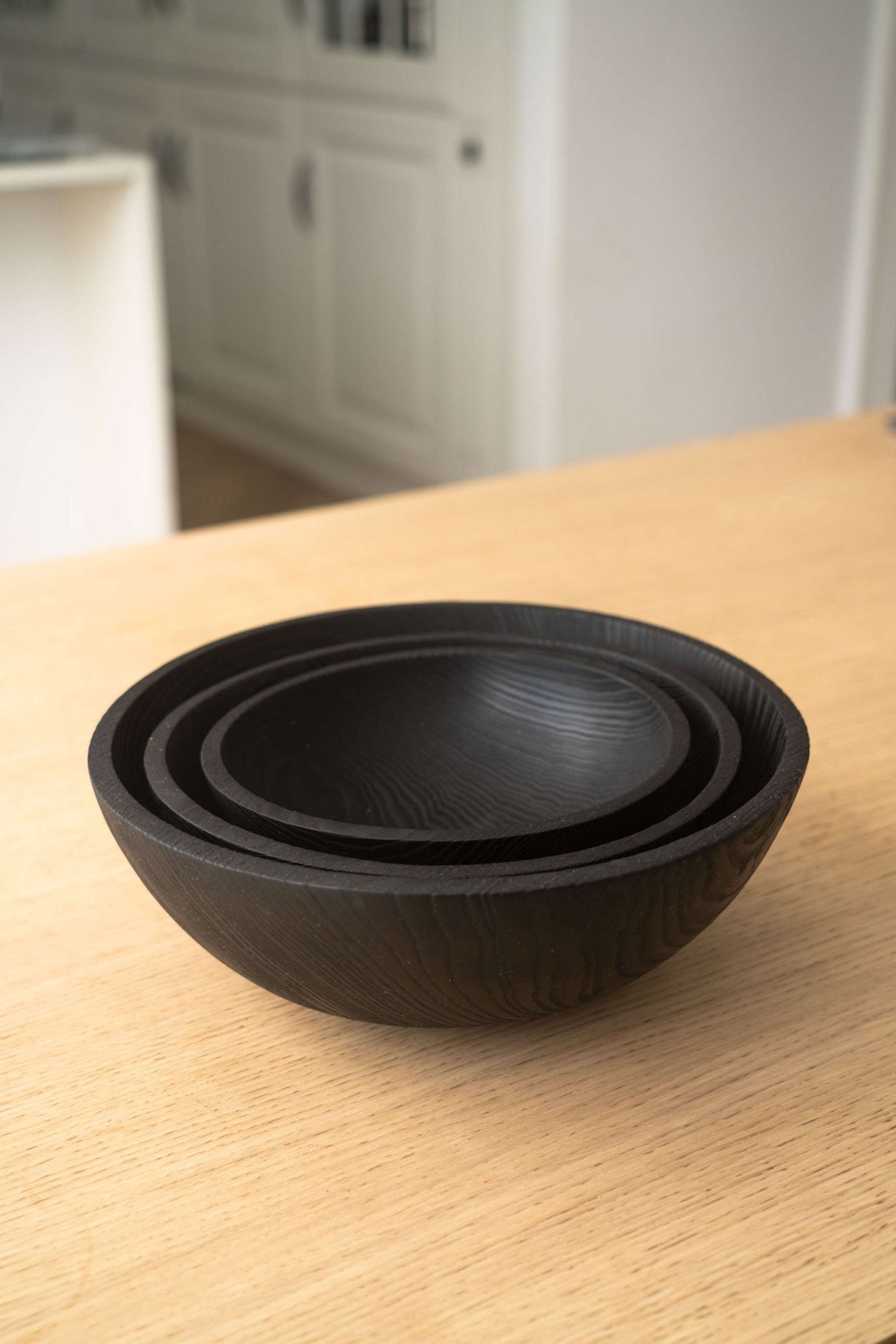 Hand Carved Charred Wooden Salad Bowl Set-Parc Decor