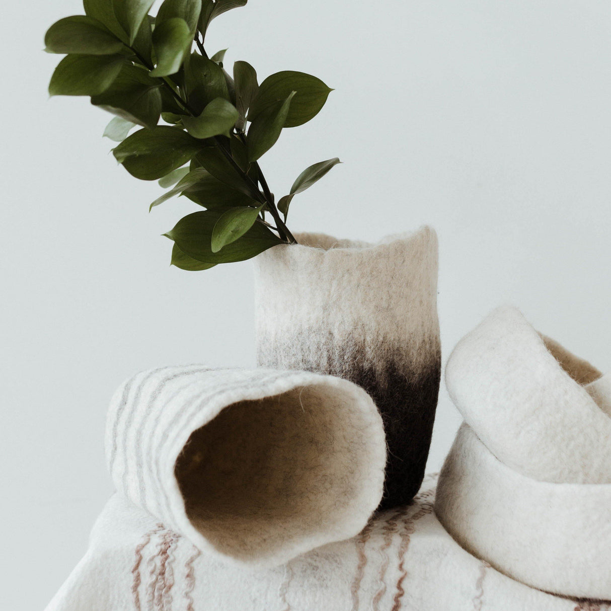 Hand-Felted Woven Wool Table Vase-Gifts Under $100-Parc Decor