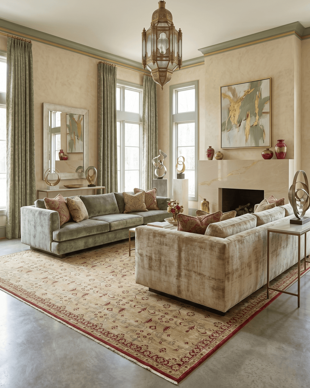 Hand Knotted 10x14 Modern Gold And Red Wool Area Rug