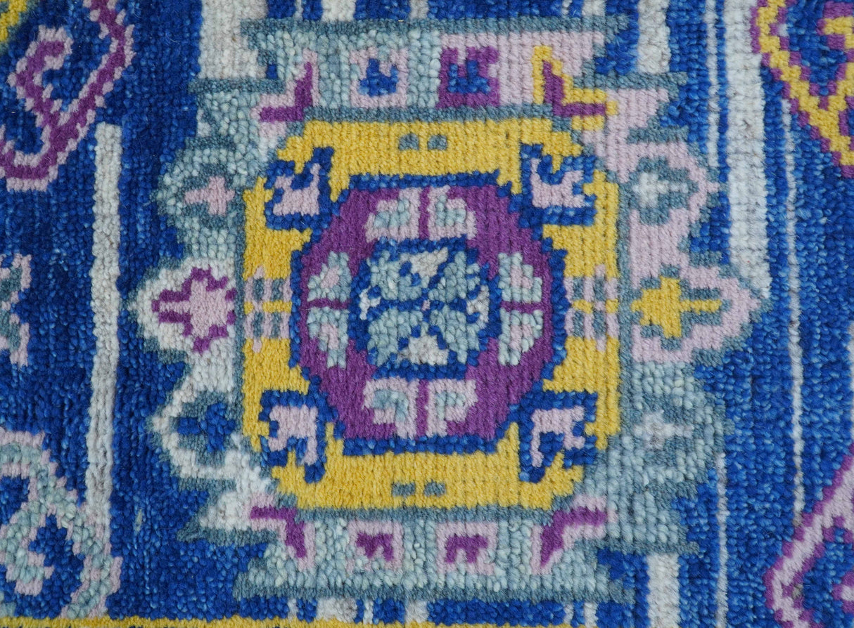 Hand knotted 2x3 Blue Traditional Transitional Design Wool Area Rug