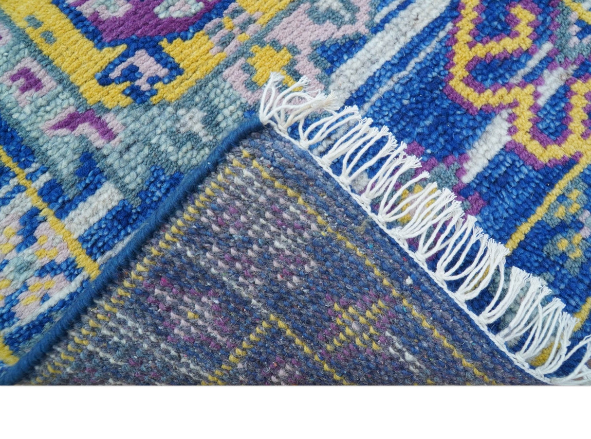 Hand knotted 2x3 Blue Traditional Transitional Design Wool Area Rug