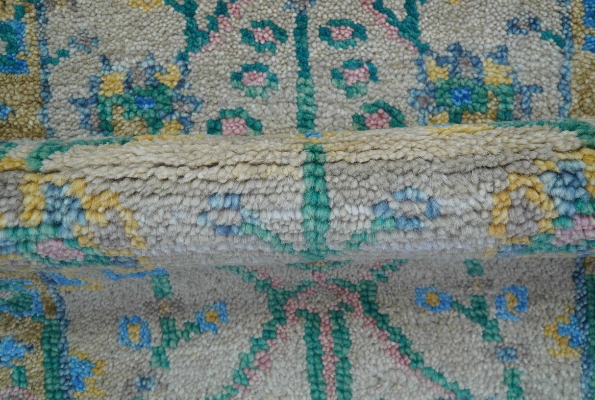 Hand Knotted 2x3 Traditional Design Gray And Green Wool Area Rug
