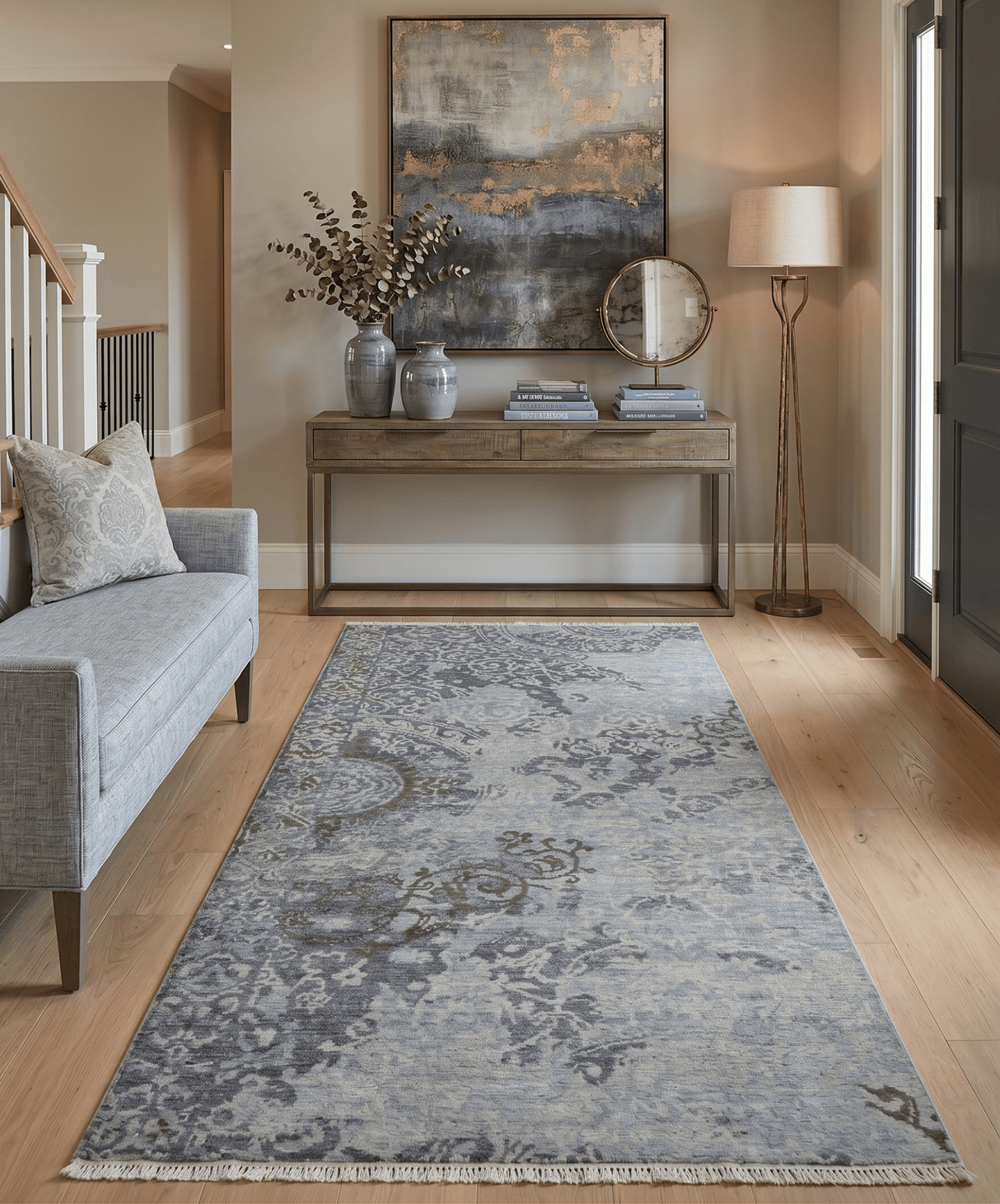 Hand Knotted 2x4 Gray And Beige Traditional Vintage Persian Wool Rug