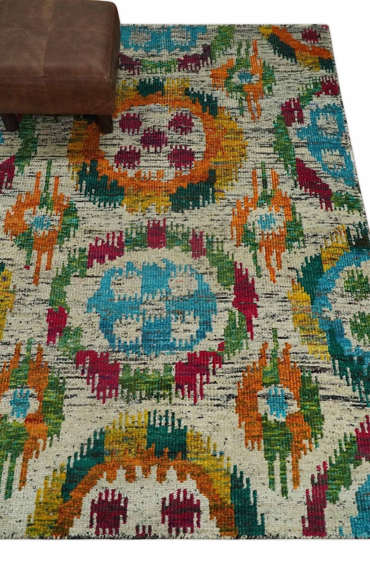 Hand Knotted 4.5x6.5 Multicolor Persian Recycled Silk Area Rug