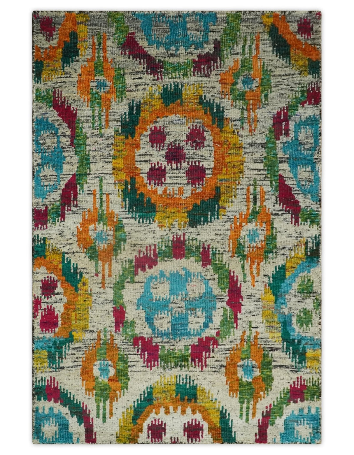 Hand Knotted 4.5x6.5 Multicolor Persian Recycled Silk Area Rug