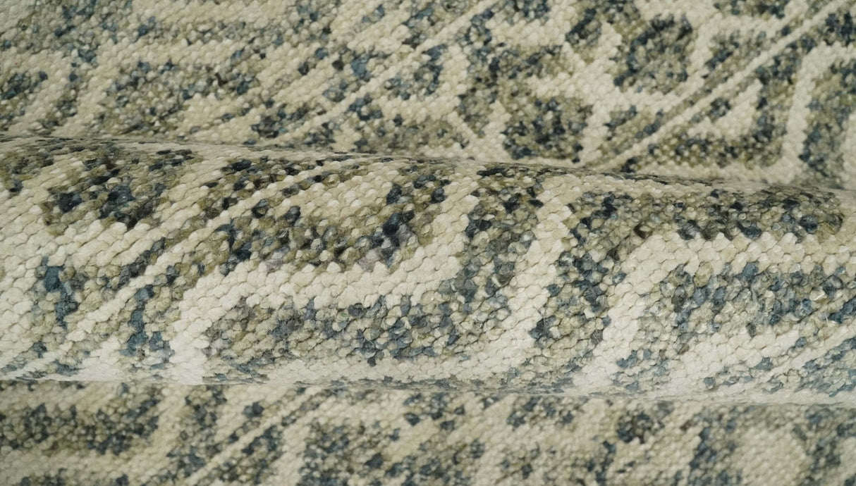 Hand Knotted 4x6 Beige, Camel and Olive Modern Contemporary Southwestern Tribal Trellis Recycled Silk Area Rug