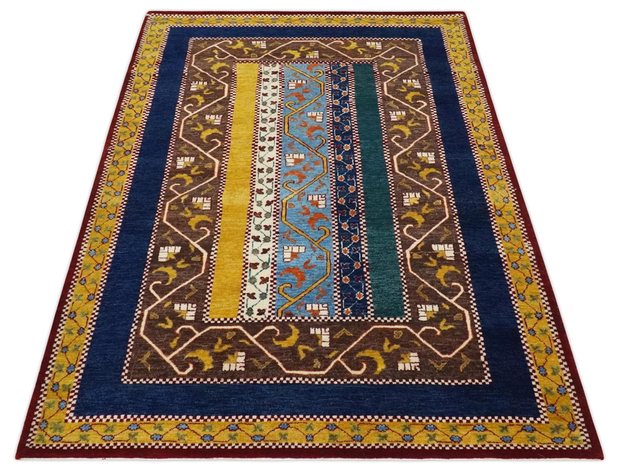 Hand Knotted 4x6 Multicolor Striped Wool Southwestern Lori Gabbeh Rug