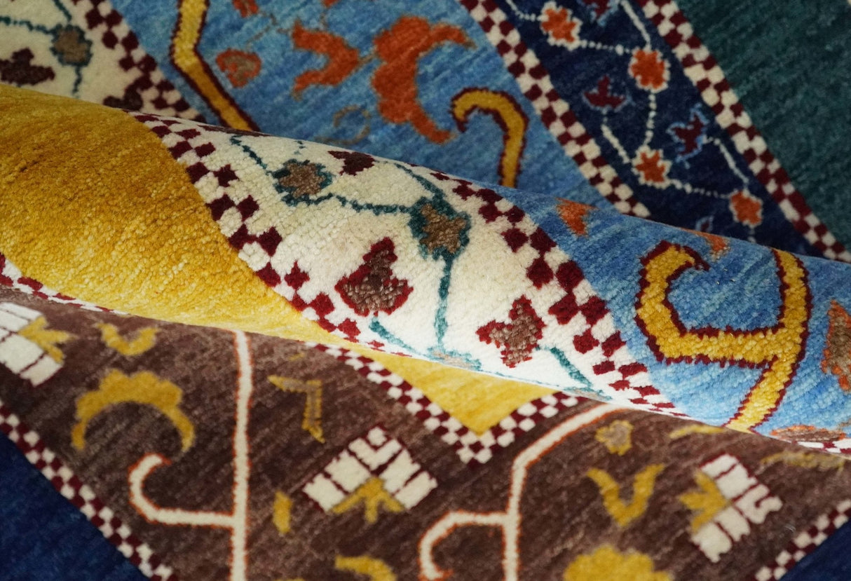 Hand Knotted 4x6 Multicolor Striped Wool Southwestern Lori Gabbeh Rug