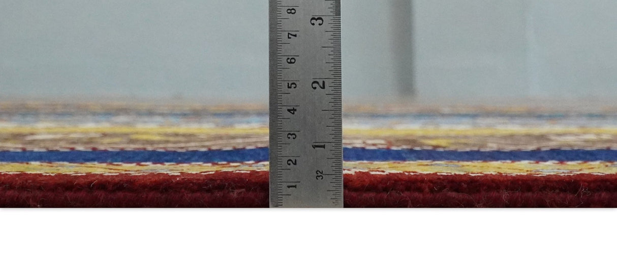 Hand Knotted 4x6 Multicolor Striped Wool Southwestern Lori Gabbeh Rug