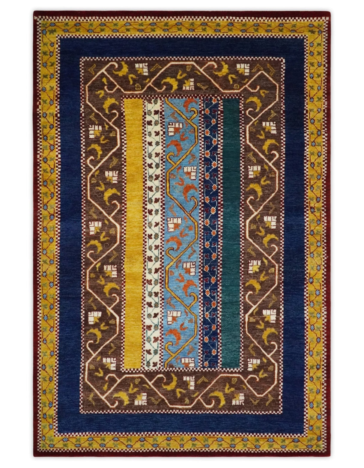 Hand Knotted 4x6 Multicolor Striped Wool Southwestern Lori Gabbeh Rug