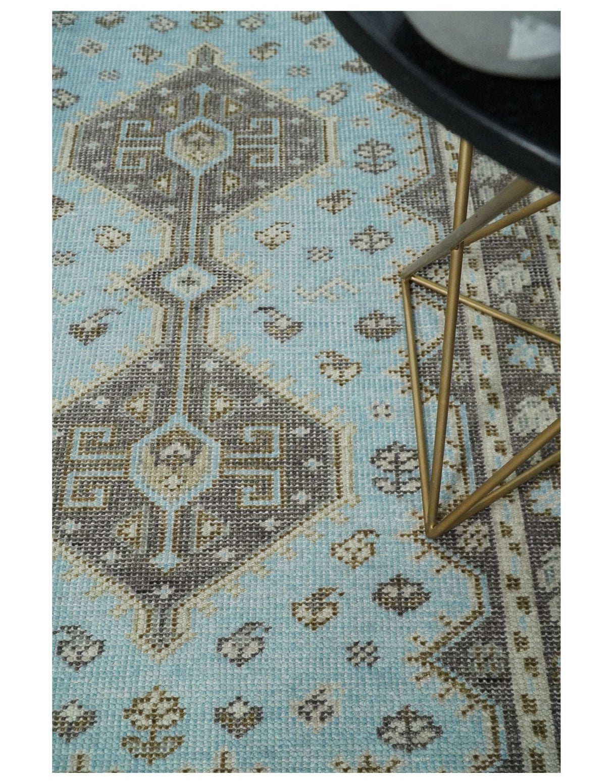Hand knotted 4x6 Persian Blue and Brown Antique Vintage Wool Area Rug