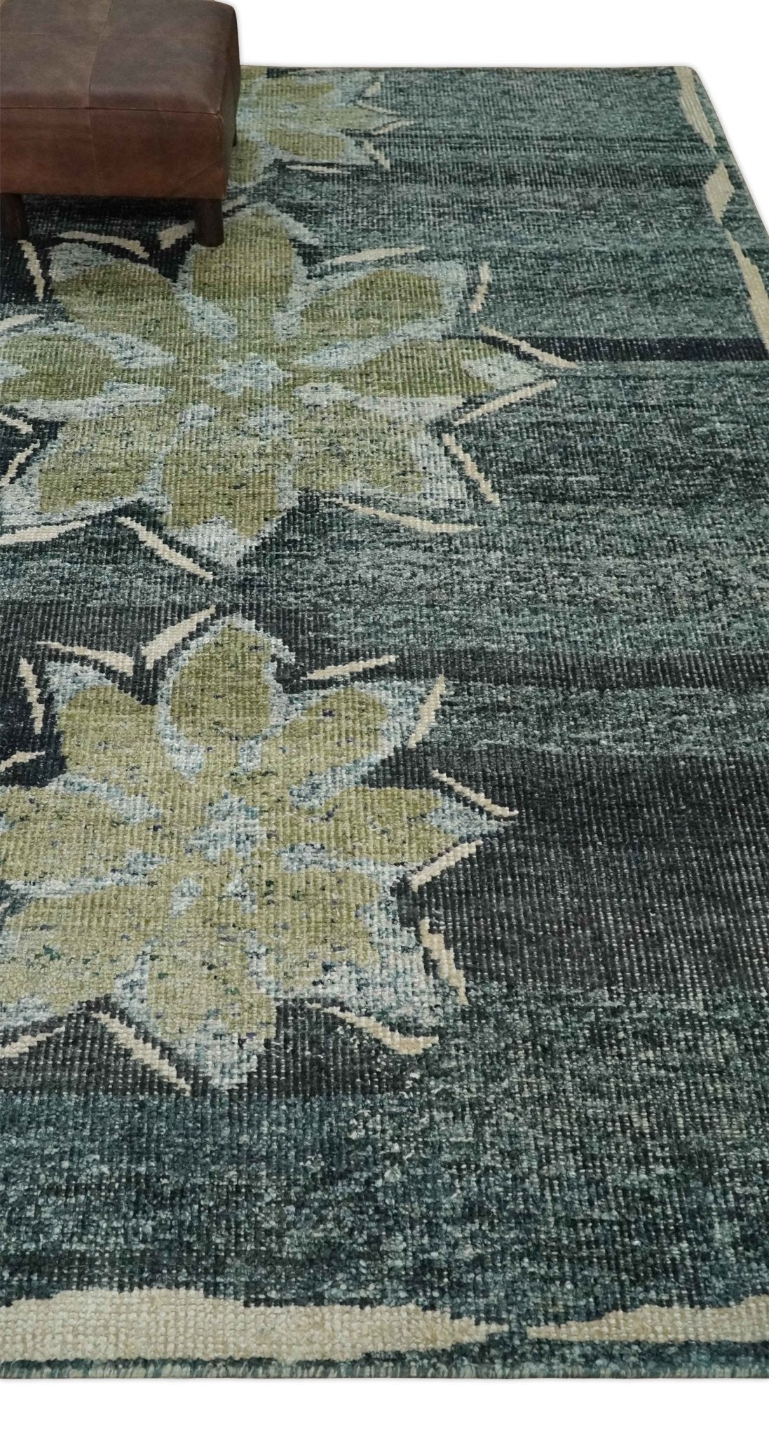 Hand Knotted 5x8 Charcoal And Beige Floral Recycled Silk Area Rug