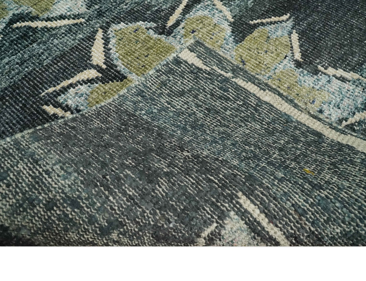 Hand Knotted 5x8 Charcoal And Beige Floral Recycled Silk Area Rug