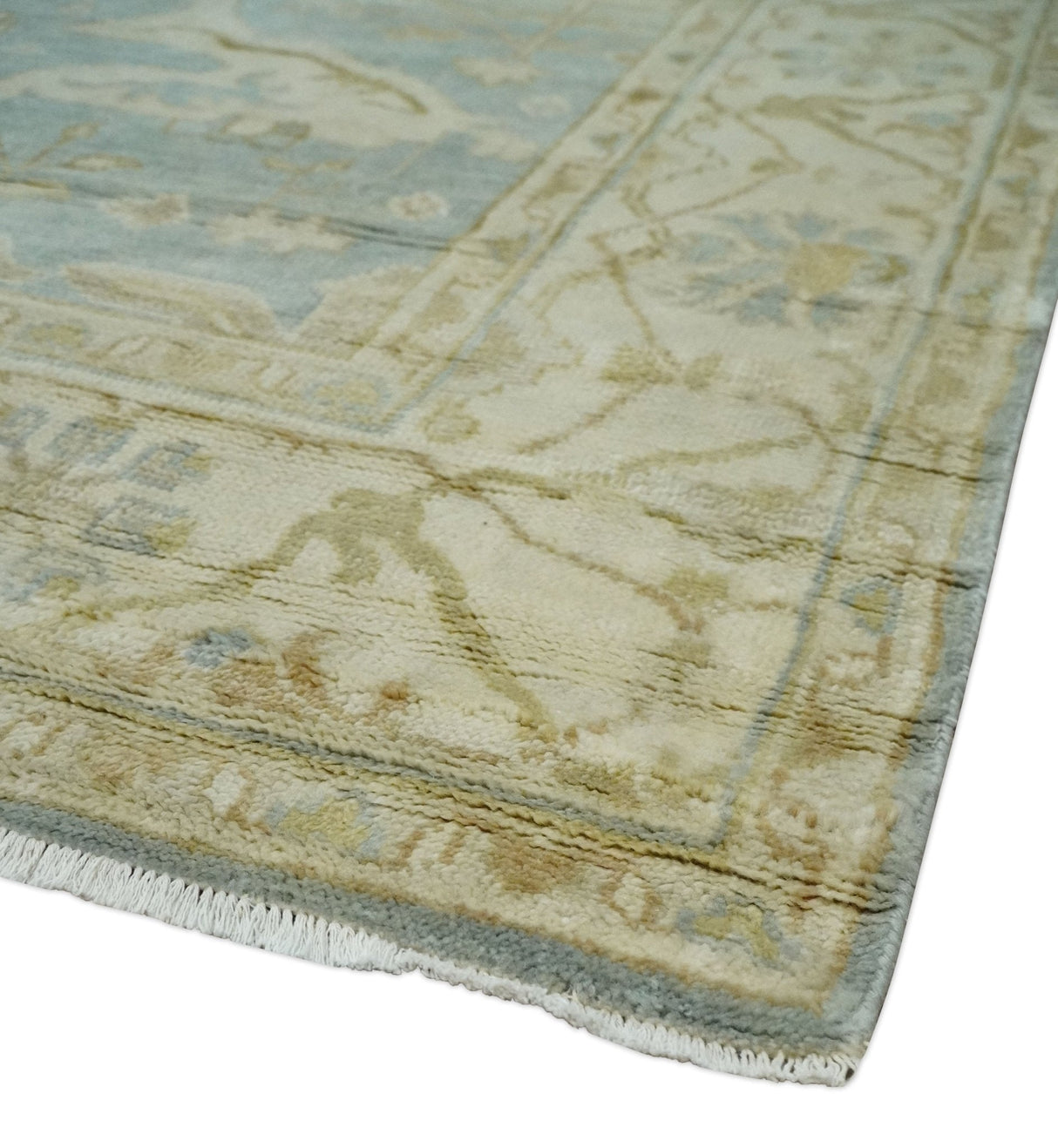 Hand Knotted 6x9 Oriental Oushak Turkish Style Silver and Beige Wool Area Rug