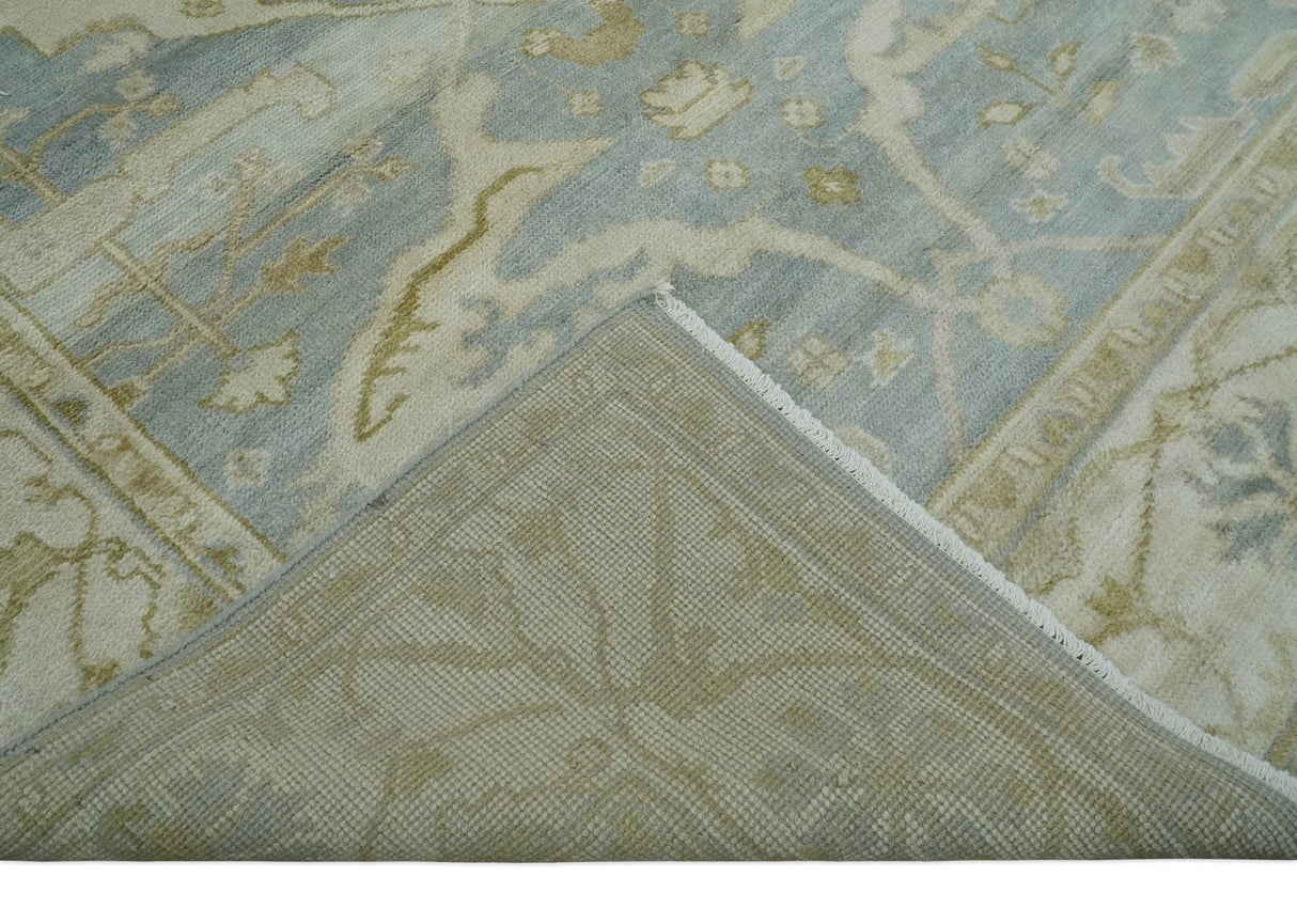 Hand Knotted 6x9 Oriental Oushak Turkish Style Silver and Beige Wool Area Rug