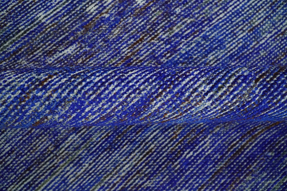 Hand Knotted 8x10 Blue Modern Abstract Silk Bohemian Area Rug