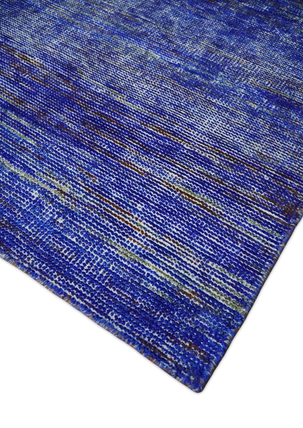 Hand Knotted 8x10 Blue Modern Abstract Silk Bohemian Area Rug