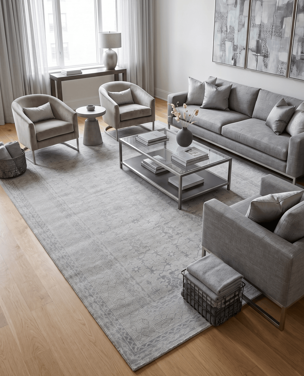 Hand knotted 8x10 Gray Modern Style Wool Area Rug