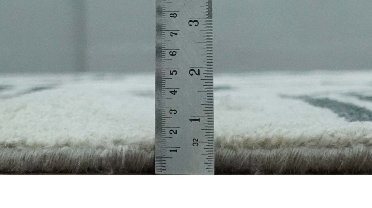 Hand Knotted 8x10 Ivory and Charcoal Wool Traditional Tribal Art Antique South Western Rug | TRDCP1292810-Area Rug-Parc Decor