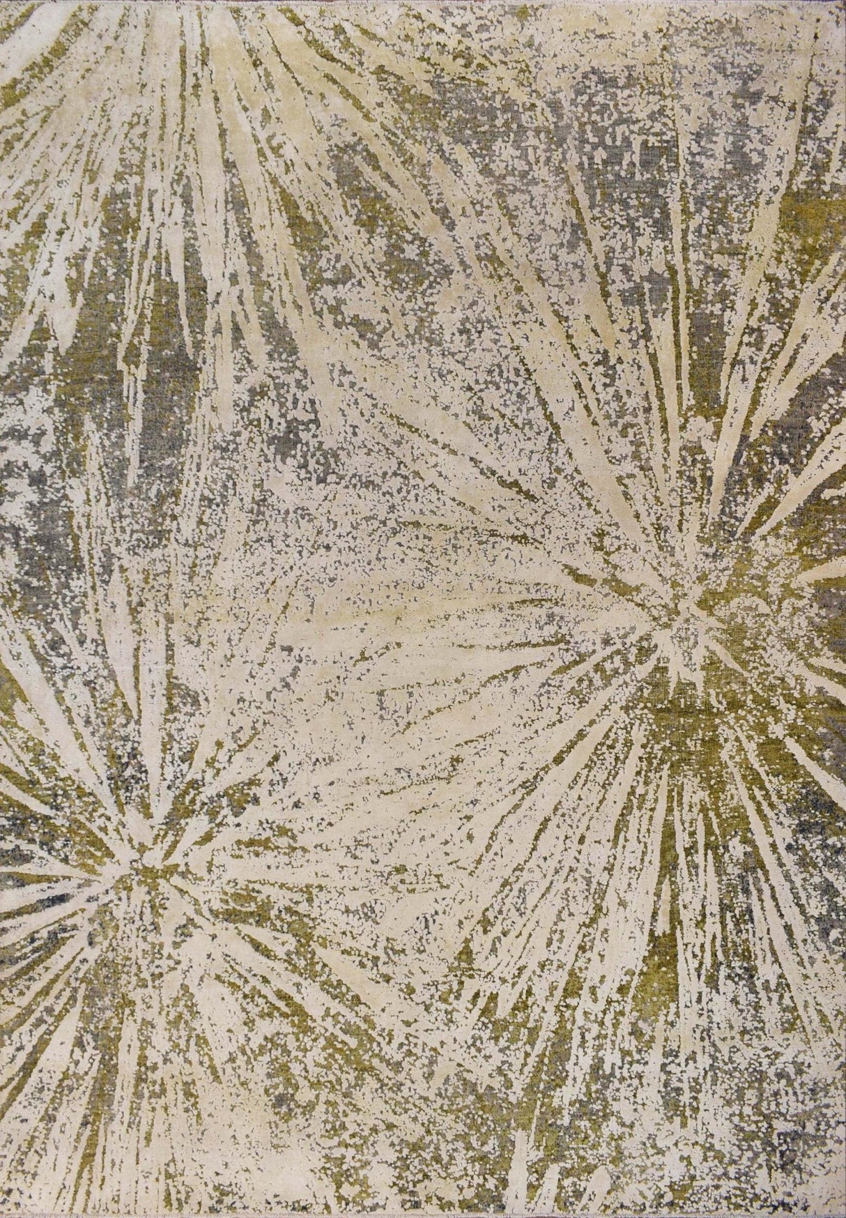 Hand Knotted 8x10 Modern Abstract Beige And Olive Wool Area Rug