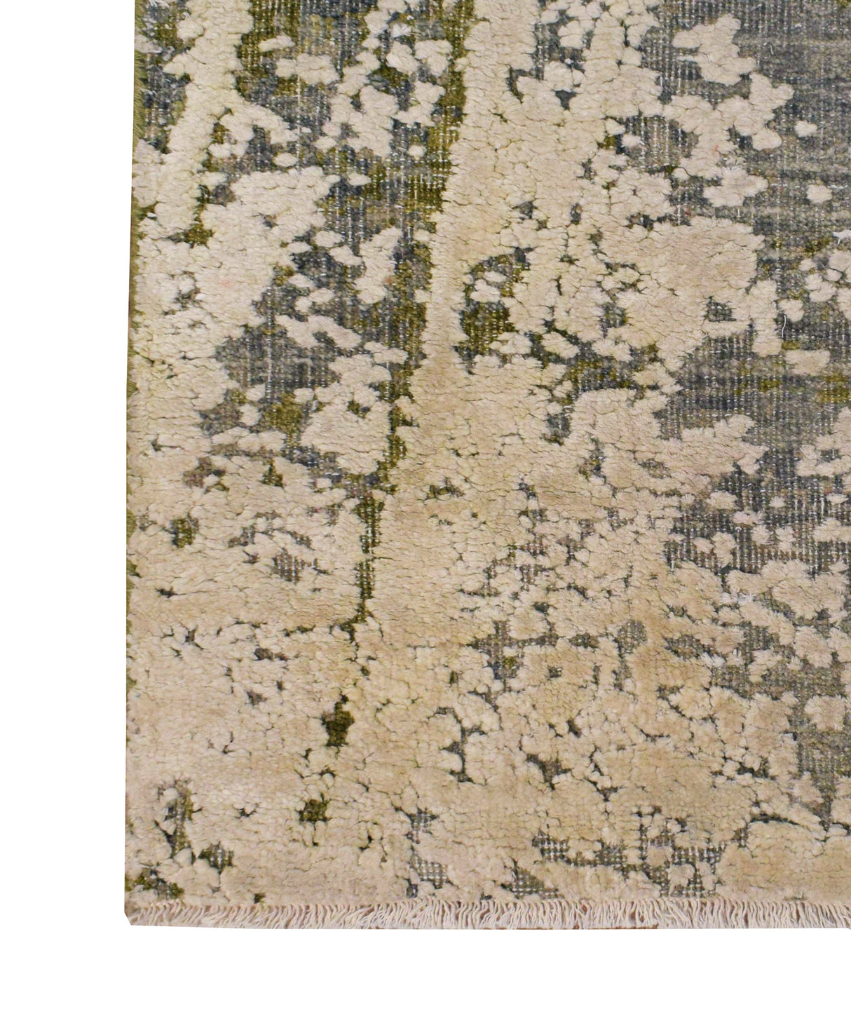Hand Knotted 8x10 Modern Abstract Beige And Olive Wool Area Rug