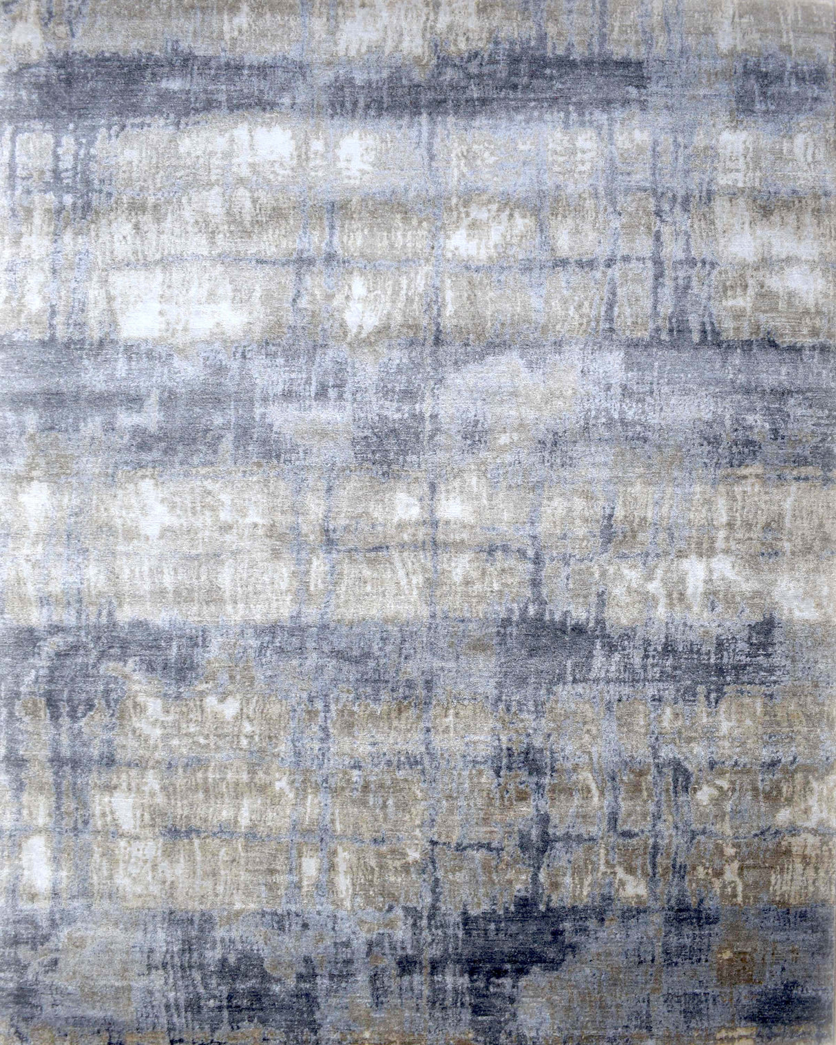Hand knotted 8x10 Modern Abstract Blue Bamboo Silk Area Rug