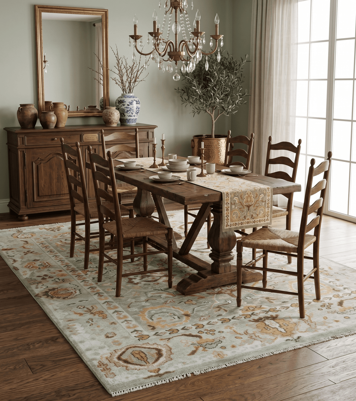 Hand Knotted Antique Peach and Beige Traditional Oushak Custom Made Wool Area Rug