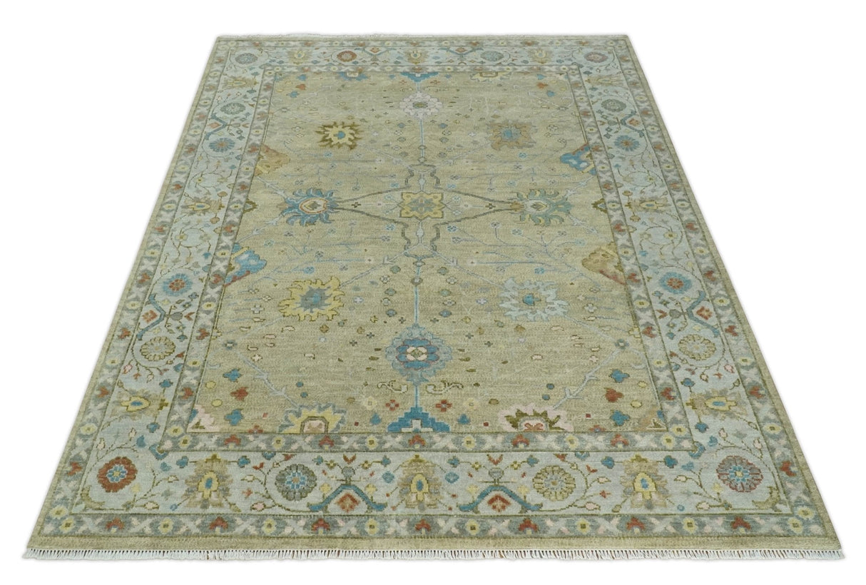 Hand Knotted Beige and Ivory Traditional Floral Wool Area Rug