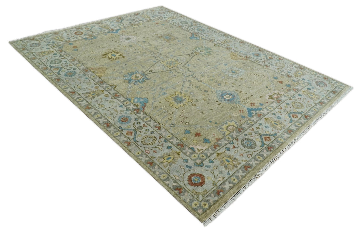 Hand Knotted Beige and Ivory Traditional Floral Wool Area Rug
