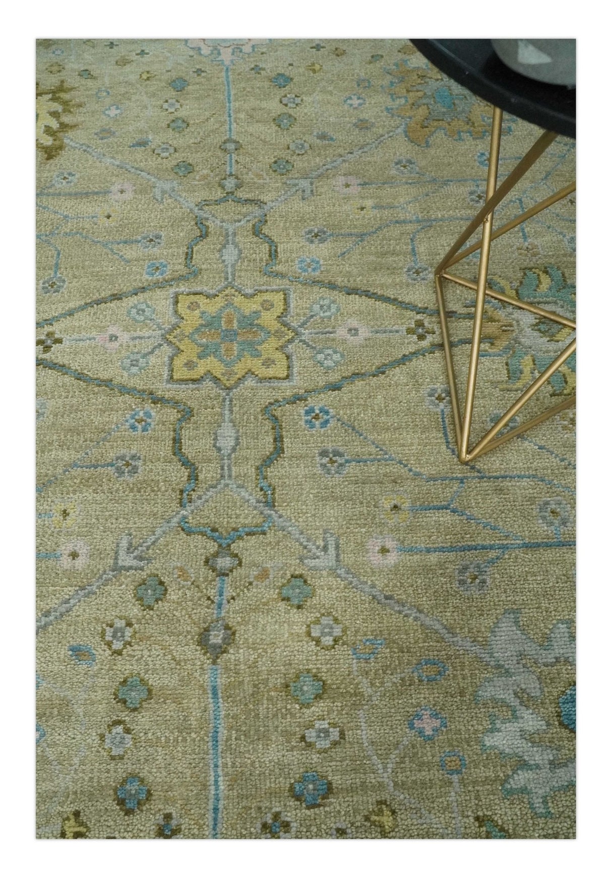 Hand Knotted Beige and Ivory Traditional Floral Wool Area Rug
