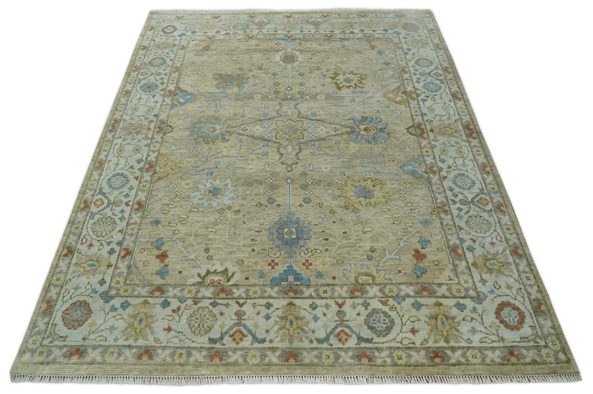 Hand Knotted Beige, Ivory and Gray Traditional Oushak Custom Made Wool Rug