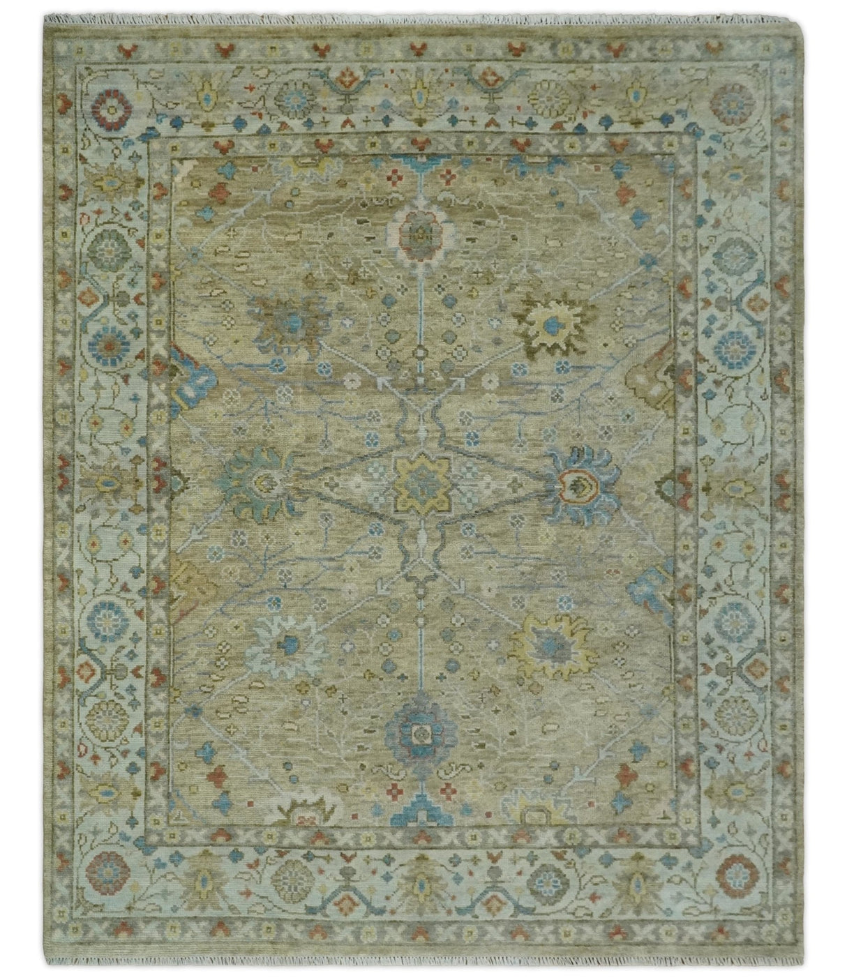 Hand Knotted Beige, Ivory and Gray Traditional Oushak Custom Made Wool Rug