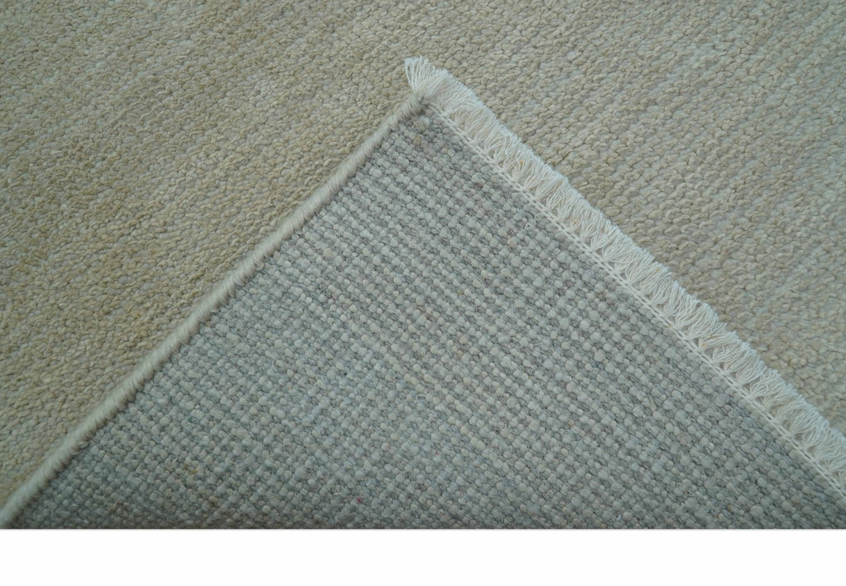 Hand Knotted Beige Modern Solid Design Wool And Silk Rug