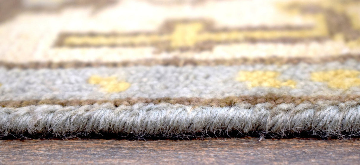 Hand Knotted Blue and Beige Traditional Oushak Wool Area Rug