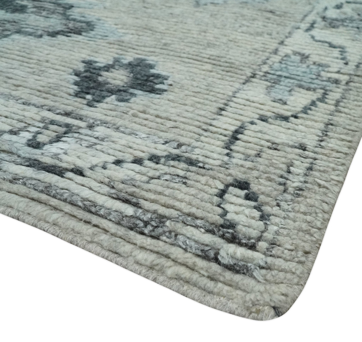 Hand Knotted Charcoal And Beige Traditional with Blended Custom Made Wool Rug