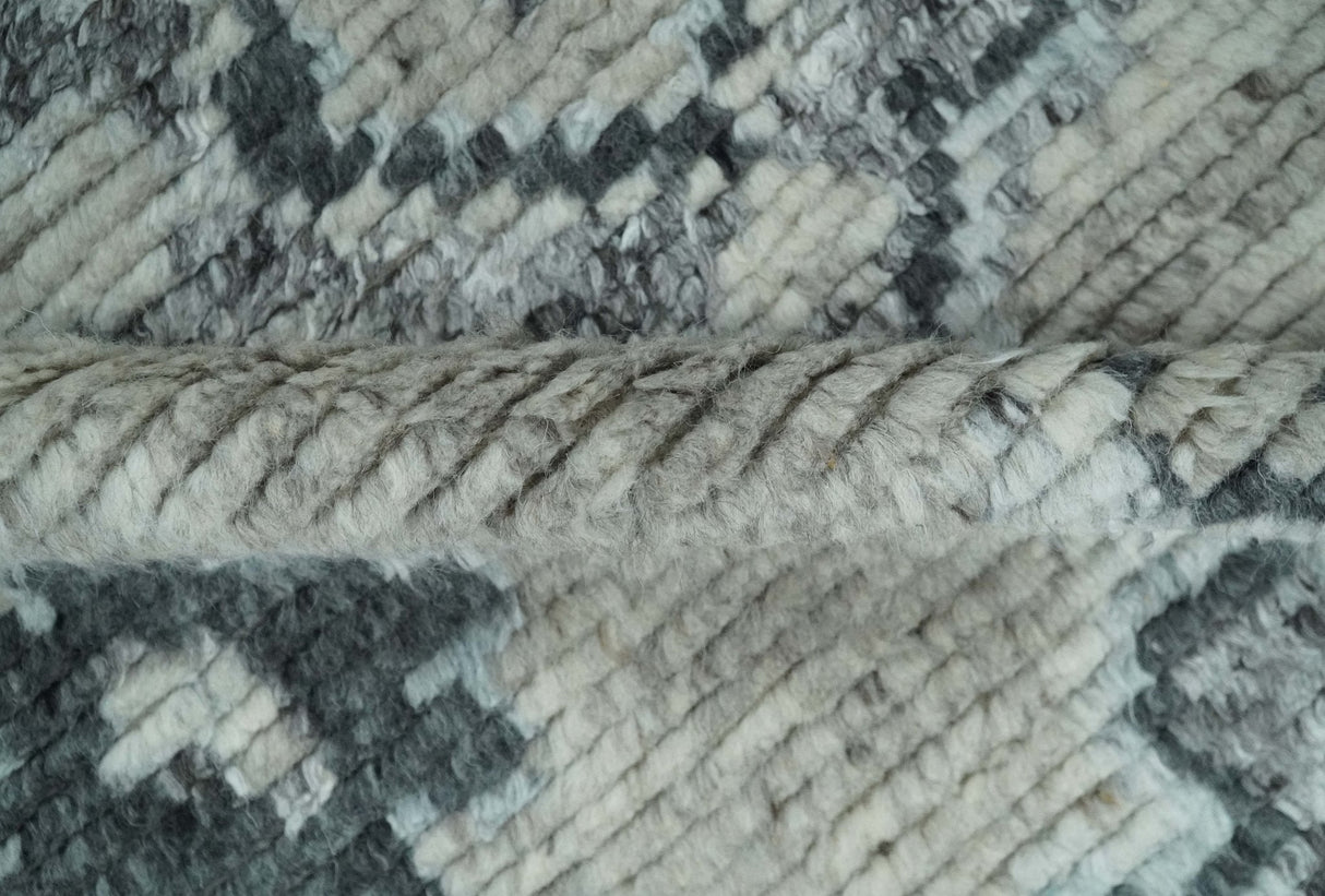 Hand Knotted Charcoal And Beige Traditional with Blended Custom Made Wool Rug