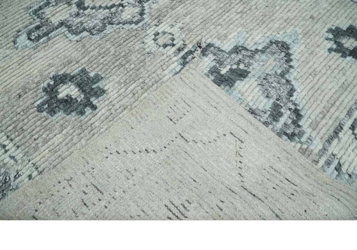 Hand Knotted Charcoal And Beige Traditional with Blended Custom Made Wool Rug