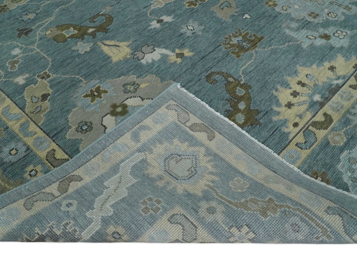 Hand Knotted Charcoal and Brown Traditional Oushak Wool Rug