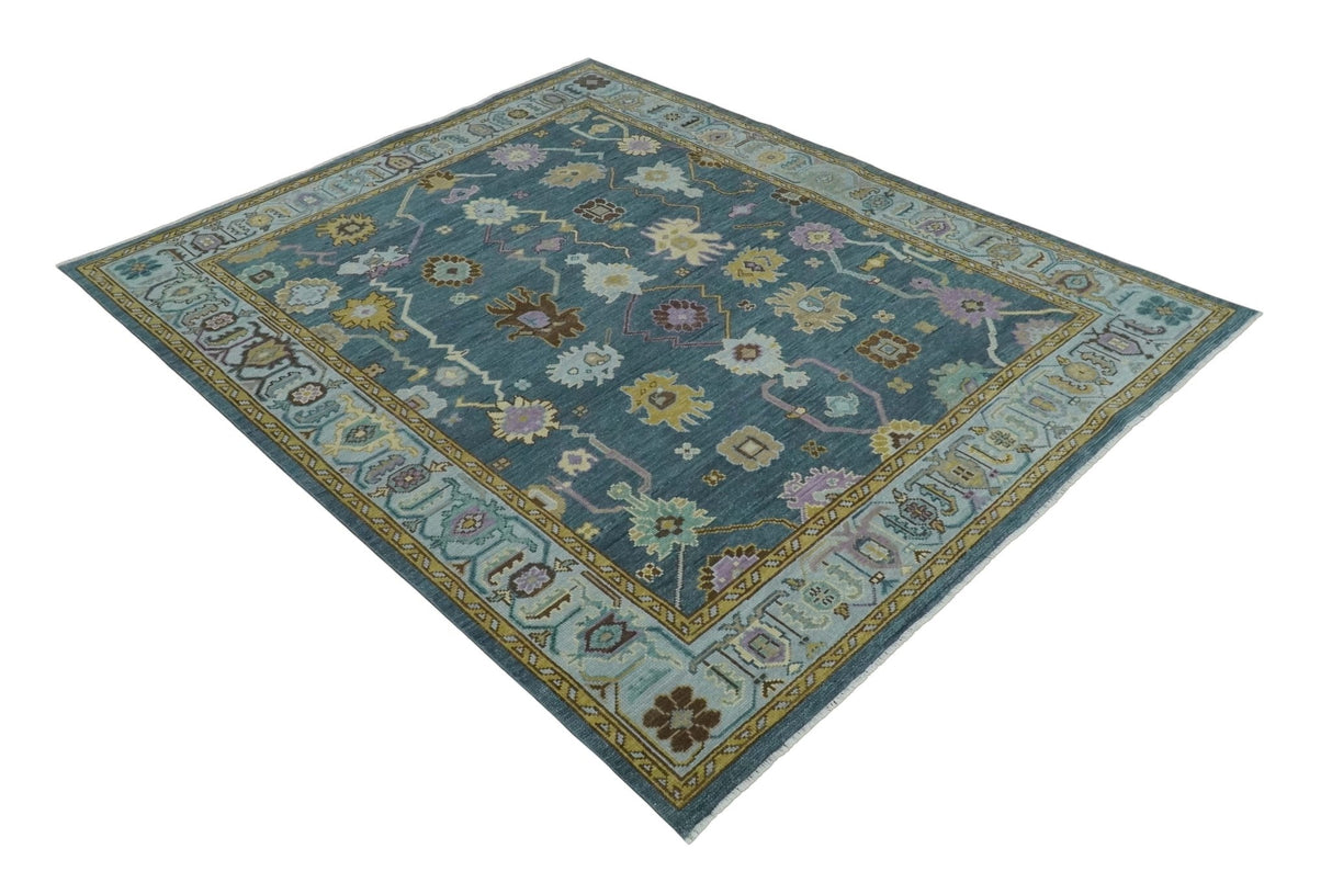 Hand Knotted Charcoal and Brown Vibrant colorful Oushak Wool Area Rug