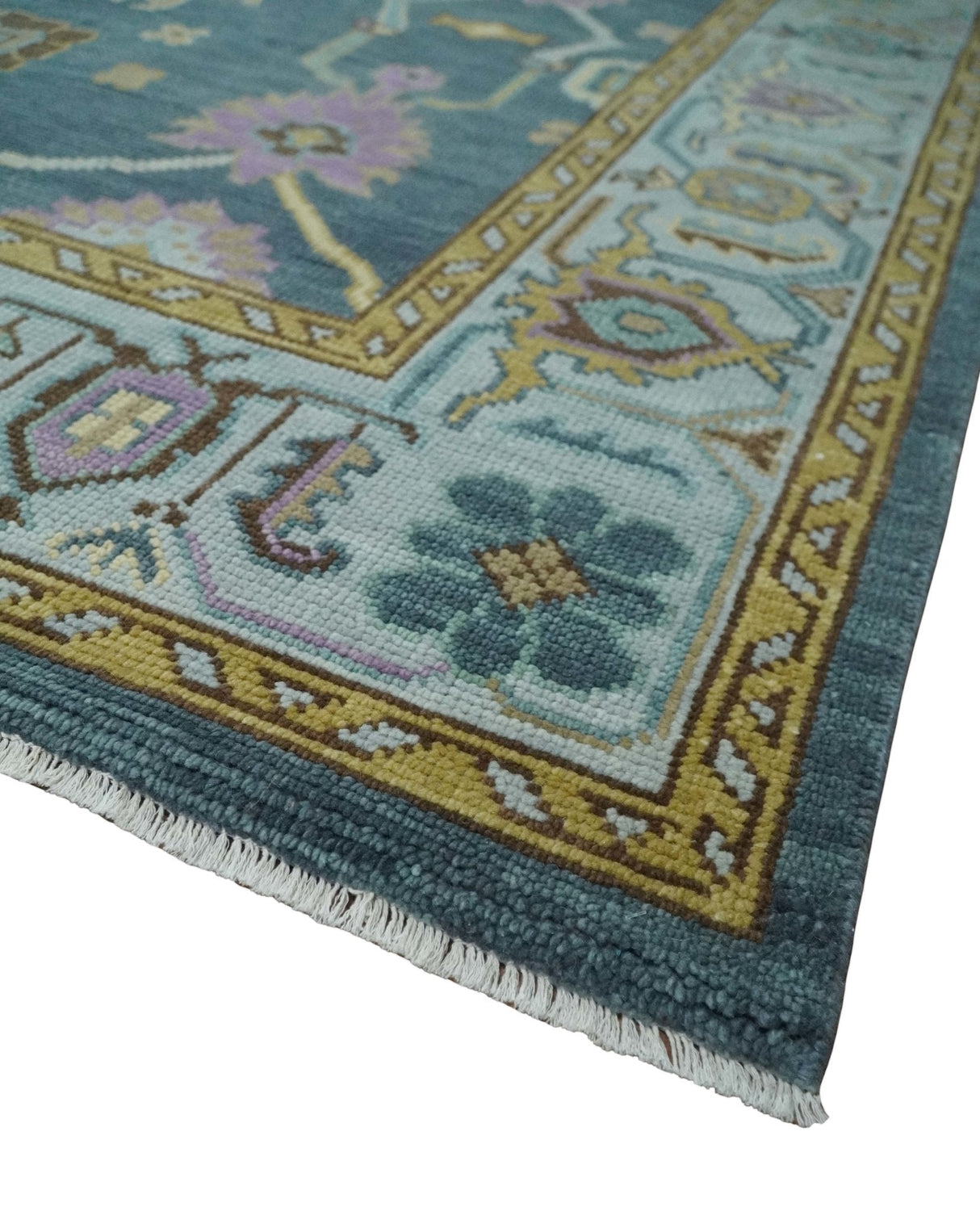 Hand Knotted Charcoal and Brown Vibrant colorful Oushak Wool Area Rug