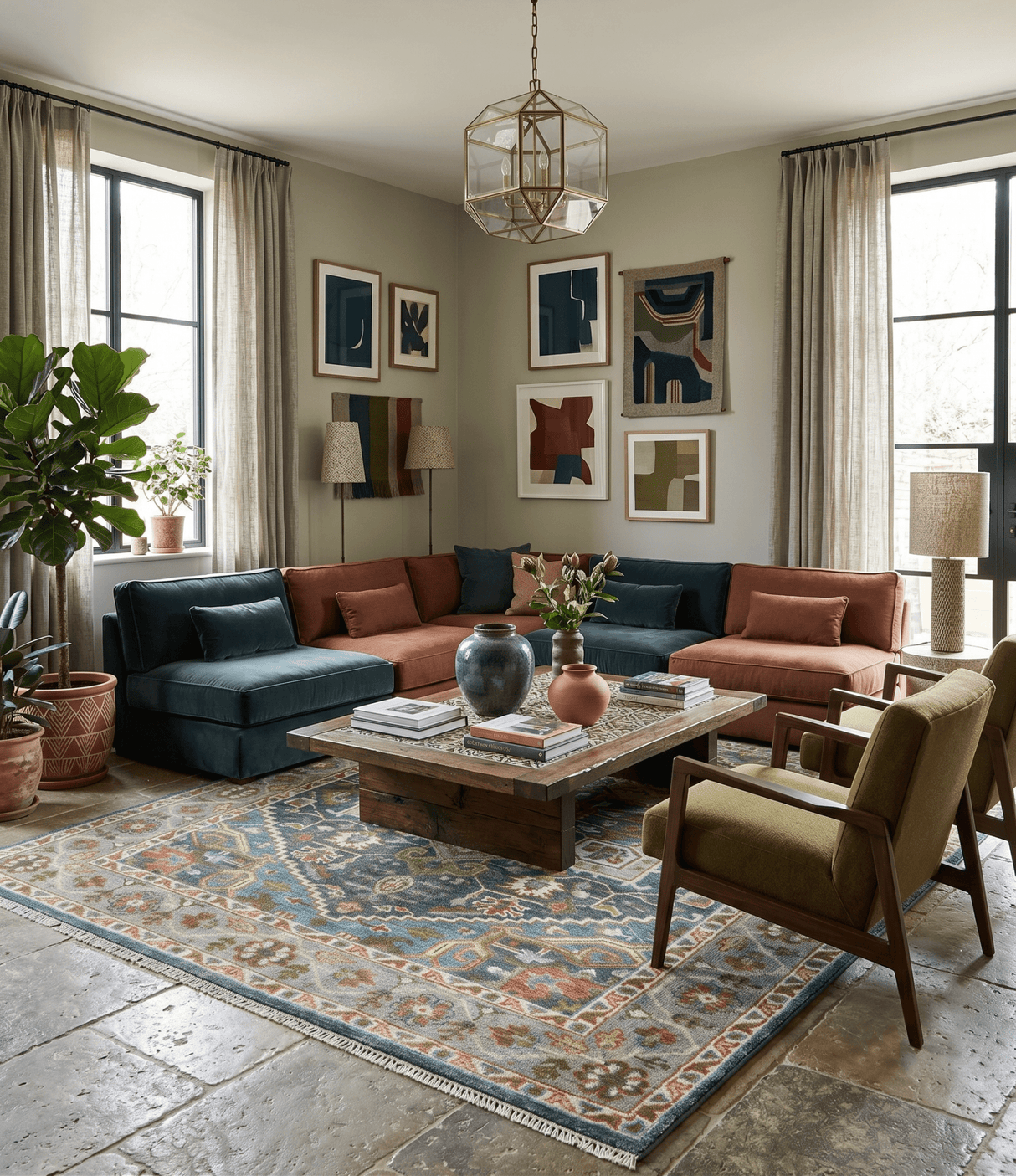 Hand Knotted Charcoal, Camel and Teal Traditional Heriz Multi size Wool Area Rug