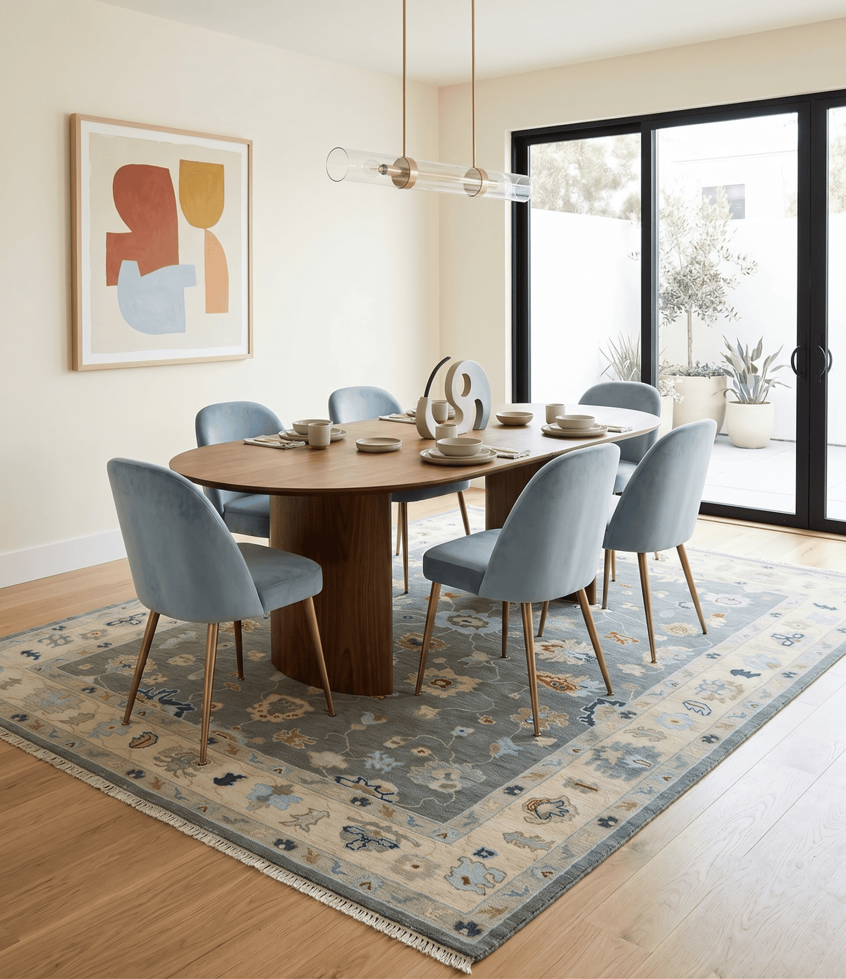 Hand knotted Gray and Beige Traditional Oushak Wool Area Rug