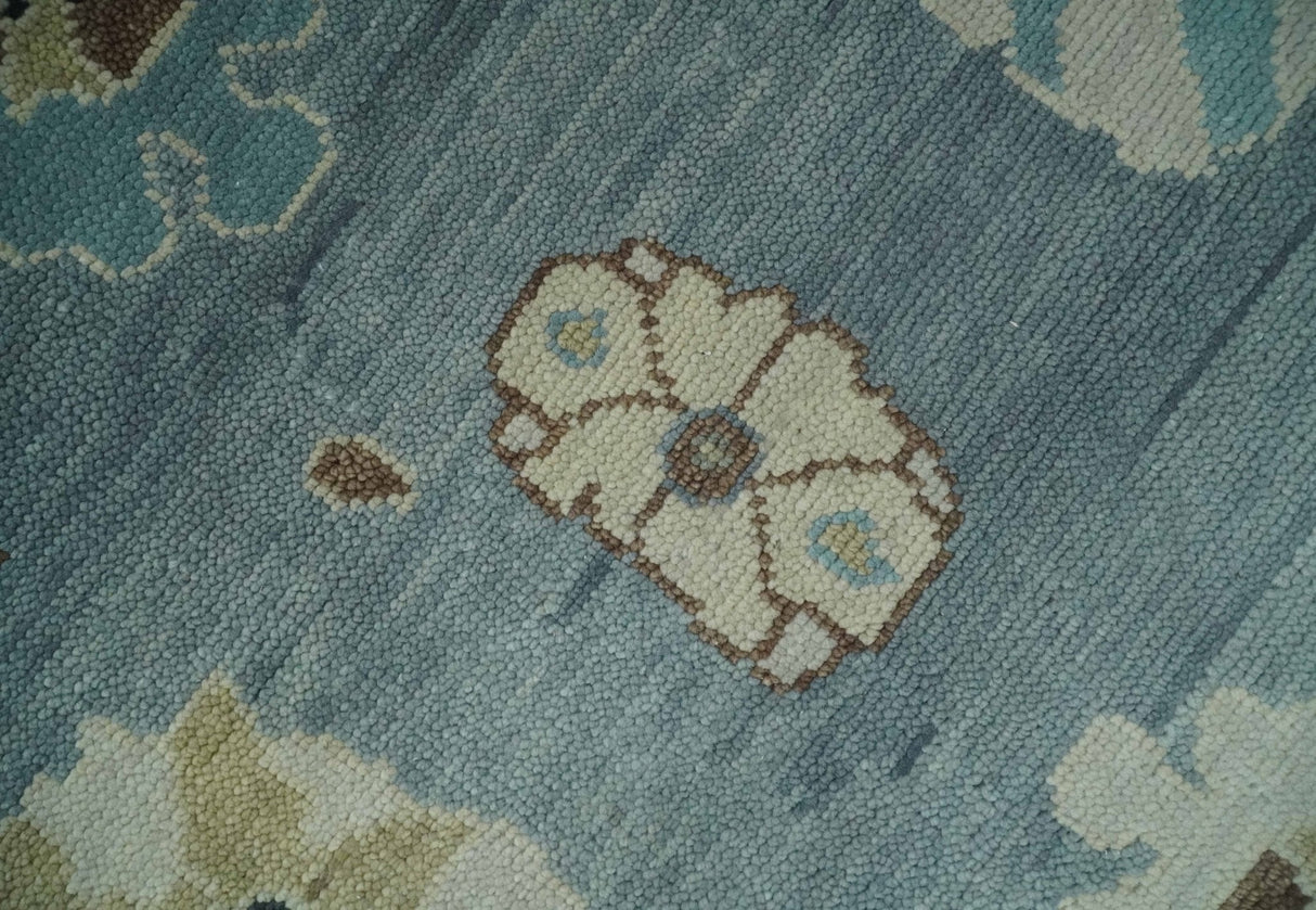 Hand Knotted Gray and Beige Traditional Oushak Wool Rug