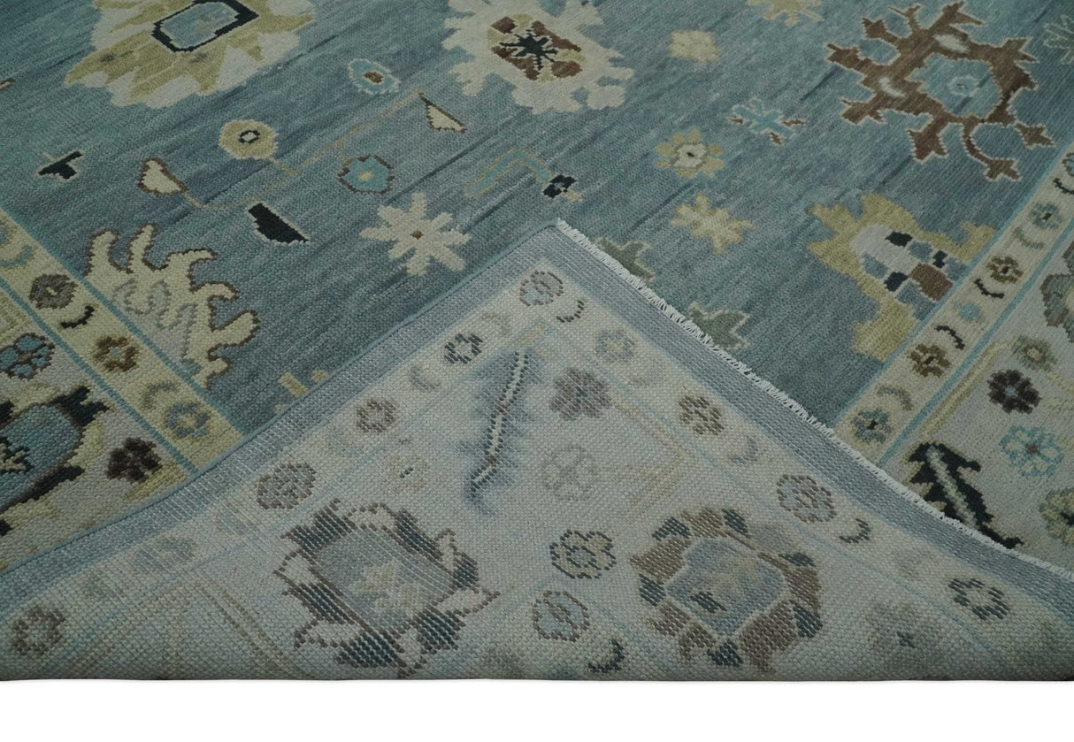 Hand Knotted Gray and Beige Traditional Oushak Wool Rug